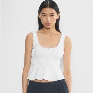 Aritzia White Helena Poplin Top